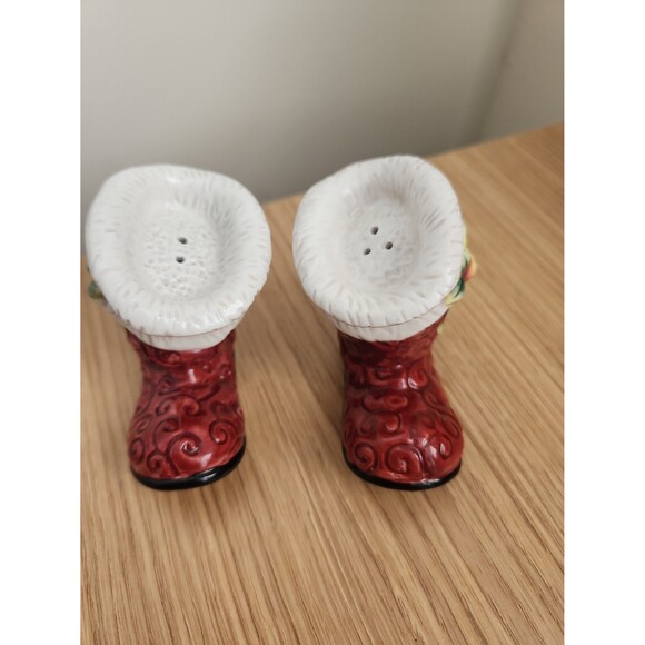 Fitz & Floyd "Santa Boots" Salt & Pepper Shakers w/ Original Box - Picture 5 of 8